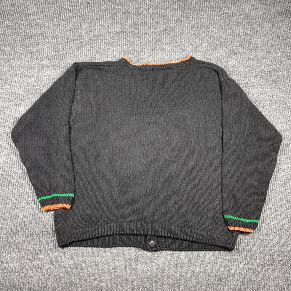 Alexandra Bartlett Cardigan Women's L Halloween Ugly Sweater Black Pumpkin Candy - Picture 3 of 6